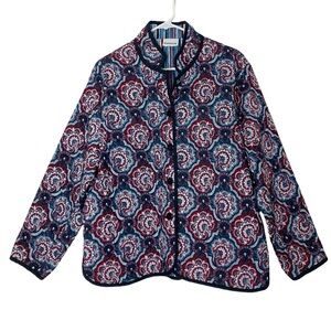Vintage Quilted Jacket Reversible Womens Size XL Large Bon Worth Paisley Striped